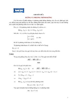 Chuyên đề Đường và phương trình đường
