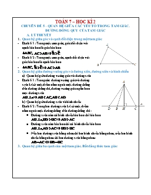 Chuyên đề Quan hệ giữa các yếu tố trong tam giác. Đường đồng quy của tam giác