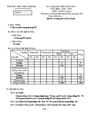 Đề kiểm tra số 3 môn Toán, lớp 6 - Trường THCS Hòa Khánh