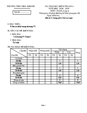 Đề kiểm tra số 6 môn Toán, lớp 6 - Trường THCS Hòa Khánh