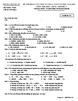 Đề thi khảo sát chất lượng lần II môn Hóa học – lớp 8 – chương 5