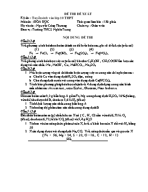 Đề thi uyển sinh vào lớp 10 THPT môn thi Hóa học - Trường THCS Nghĩa Trung