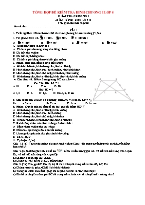 Tổng hợp đề kiểm tra Hình chương I lớp 8