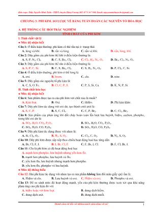 Trắc nghiệm Hóa 9 - Chương 3: Phi kim. Sơ lược về bảng tuần hoàn các nguyên tố hóa học