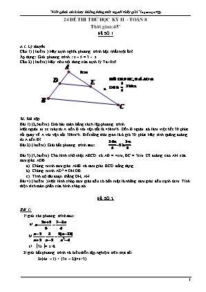 24 Đề thi thử học kỳ II môn Toán Lớp 8