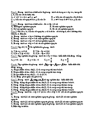 35 Câu hỏi trắc nghiệm Chương III môn Đại số Lớp 9
