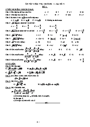 5 Đề ôn tập kiểm tra Chương I môn Đại số Lớp 9