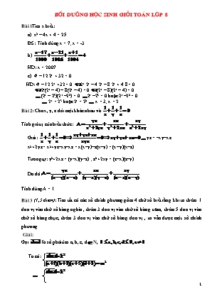 Bài tập bồi dưỡng cho học sinh giỏi môn Toán Lớp 8