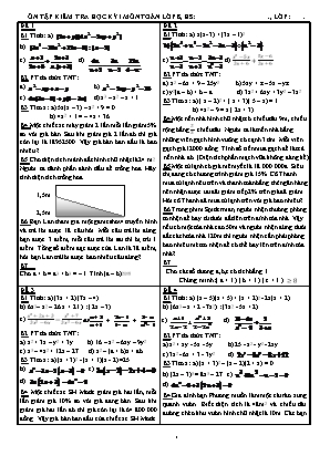 Bộ đề ôn tập kiểm tra học kỳ 1 môn Toán Lớp 8