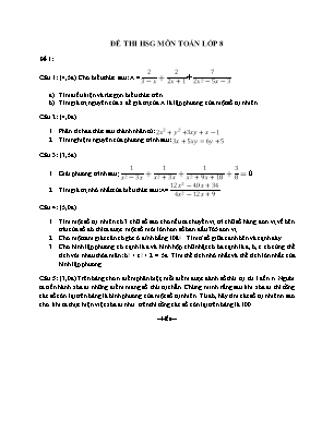 Bộ đề ôn thi học sinh giỏi môn Toán Lớp 8
