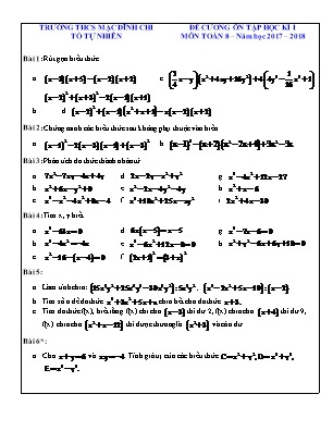 Đề cương ôn tập học kì I môn Toán 8 – Năm học 2017 – 2018 - Trường THCS Mạc Đĩnh Chi