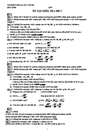 Đề cương ôn tập kiểm tra môn Hình học Lớp 9