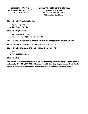 Đề kiểm tra chất lượng đầu năm môn Toán Lớp 8 - Đề B - Năm học 2018-2019 - Trường THCS Thoại Ngọc Hầu