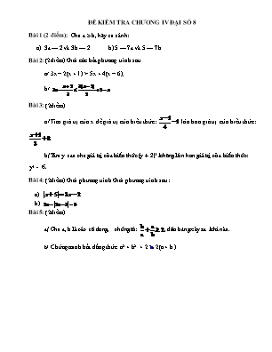Đè kiểm tra Chương IV môn Đại số Lớp 8