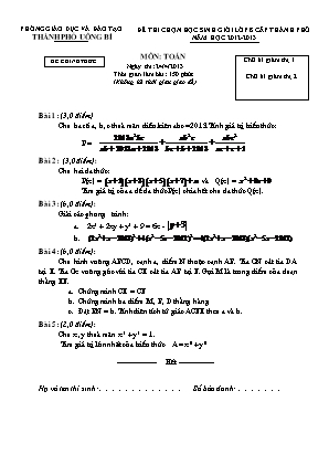 Đề thi chọn học sinh giỏi cấp thành phố môn Toán Lớp 8 - Năm học 2012-2013 - Phòng giáo dục và đào tạo thành phố Uông Bí (Có đáp án)
