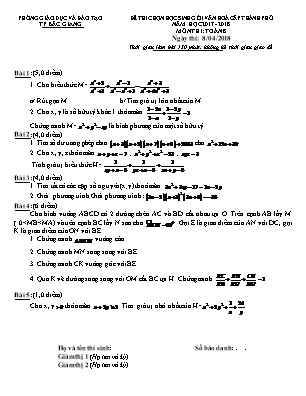 Đề thi chọn học sinh giỏi văn hoá cấp thành phố môn Toán Lớp 8 - Năm học 2017-2018 - Phòng giáo dục và đào tạo thành phố Bắc Giang (Có đáp án)