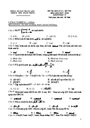 Đề thi học kỳ II môn Toán Lớp 9 - Năm học 2017-2018 - Trường THCS Thanh Phong