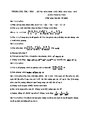 Đề thi học sinh giỏi môn Toán Lớp 8 - Năm học 2016-2017 - Phòng giáo dục và đào tạo Tiền Hải (Có đáp án)