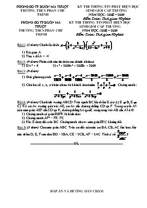 Đề thi thông tin phát hiện học sinh giỏi cấp trường môn Toán Lớp 8 - Năm học 2008-2009 - Trường THCS Phan Chu Trinh (Có đáp án)