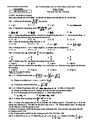 Đề thi thử tuyển sinh vào Lớp 10 THPT môn Toán - Đề 10 - Năm học 2017-2018 - Sở giáo dục và đào tạo Nam Định (Có đáp án)
