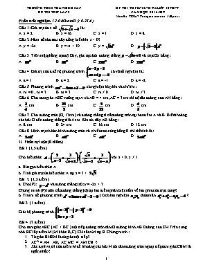 Đề thi thử tuyển sinh vào Lớp 10 THPT môn Toán lần 2 - Năm học 2016-2017 - Trường THCS Trần Bích San (Có đáp án)