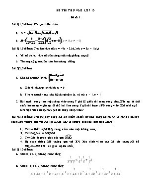 Đề thi thử vào Lớp 10 THPT môn Toán - Đề 1