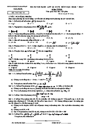 Đề thi thử vào Lớp 10 THPT môn Toán - Đề số 10 - Năm học 2016-2017 - Sở giáo dục và đào tạo Nam Định (Có đáp án)