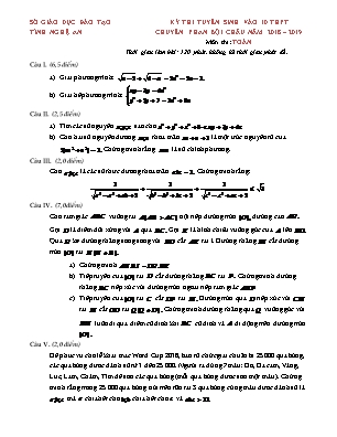 Đề thi tuyển sinh vào Lớp 10 THPT chuyên Phan Bội Châu môn Toán - Năm học 2018-2019 - Sở giáo dục và đào tạo Nghệ An