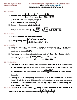Đề thi tuyển sinh vào Lớp 10 THPT môn Toán (Chuyên) - Năm học 2018-2019 - Sở giáo dục và đào tạo Hậu Giang
