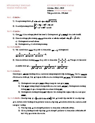 Đề thi tuyển sinh vào Lớp 10 THPT môn Toán (Chuyên toán) - Năm học 2018-2019 - Sở giáo dục và đào tạo Hà Nội