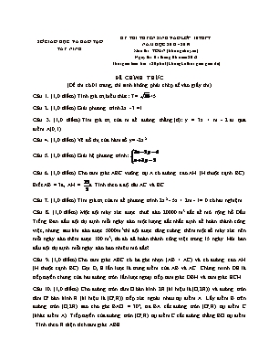 Đề thi tuyển sinh vào Lớp 10 THPT môn Toán (Không chuyên) - Năm học 2018-2019 - Sở giáo dục và đào tạo Tây Ninh