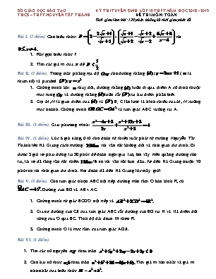 Đề thi tuyển sinh vào Lớp 10 THPT môn Toán - Năm học 2018-2019 - Trường THCS - THPT Nguyễn Tất Thành