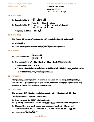 Đề thi tuyển sinh vào Lớp 10 THPT môn Toán - Năm học 2018-2019 - Sở giáo dục và đào tạo Bình Phước