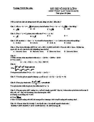 Đề thi vô địch Lớp 8 môn Toán lần I - Năm học 2018-2019 - Trường THCS Yên Lâm