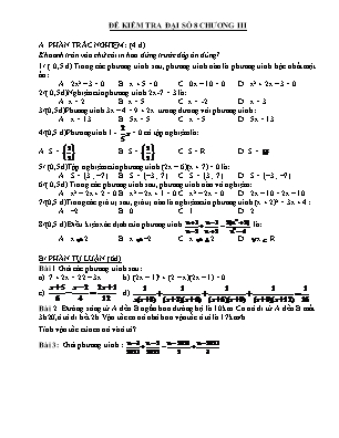 Ma trận và đề kiểm tra Chương III môn Đại số Lớp 8 - Năm học 2011-2012