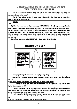 Module 26: Nghiên cứu khoa học sư phạm ứng dụng trong trường trung học cơ sở