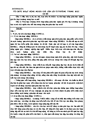 Module 34: Tổ chức hoạt động ngoài giờ lên lớp ở trường trung học cơ sở