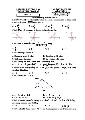 2 Đề kiểm tra học kỳ I môn Toán Lớp 9 - Trường THCS Thanh Xá (Có đáp án)