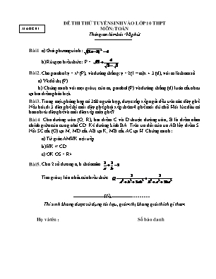 2 Đề thi thử tuyển sinh vào Lớp 10 THPT môn Toán