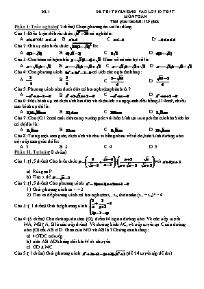 2 Đề thi tuyển sinh vào Lớp 10 THPT môn Toán