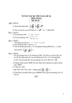 21 Đề ôn thi vào Lớp 10 THPT môn Toán