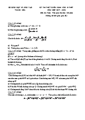 3 Đề thi thử tuyển sinh Lớp 10 THPT môn Toán - Năm học 2017-2018 - Sở GD & ĐT Thanh Hóa