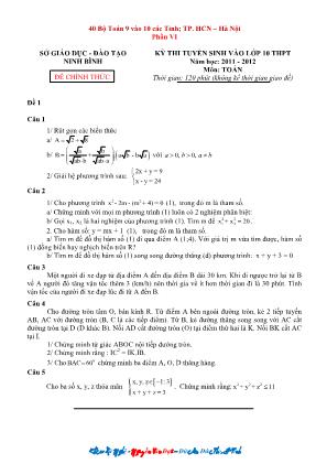 40 bộ Toán 9 vào 10 các tỉnh, thành phố Hồ Chí Minh – Hà Nội - Phần VI