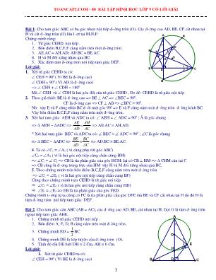 80 Bài tập Hình học Lớp 9 có lời giải