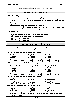 Bài tập Đại số Lớp 9 - Chương I: Căn bậc hai – Căn bậc ba - Nguyễn Công Nhựt