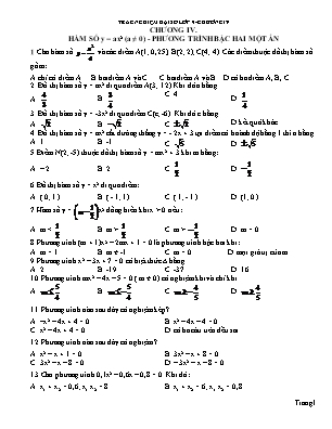 Bài tập trắc nghiệm Chương IV môn Đại số Lớp 9