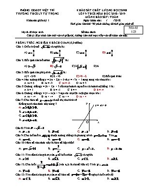 Bộ đề khảo sát chất lượng học sinh môn Toán Lớp 9 - Năm học 2018-2019 - Trường THCS Lý Tự Trọng (Có đáp án)