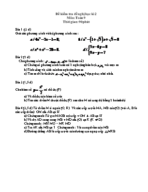 Bộ đề kiểm tra đề nghị học kì 2 môn Toán Lớp 9
