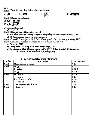 Bộ đề kiểm tra học kỳ 1 môn Toán Khối 9