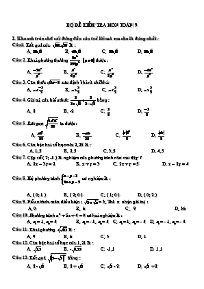 Bộ đề kiểm tra môn Toán 9